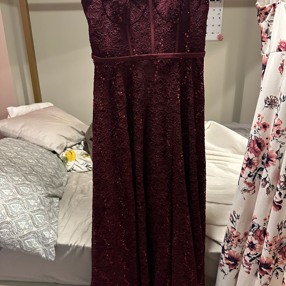 Elegant Burgundy Lace Dress